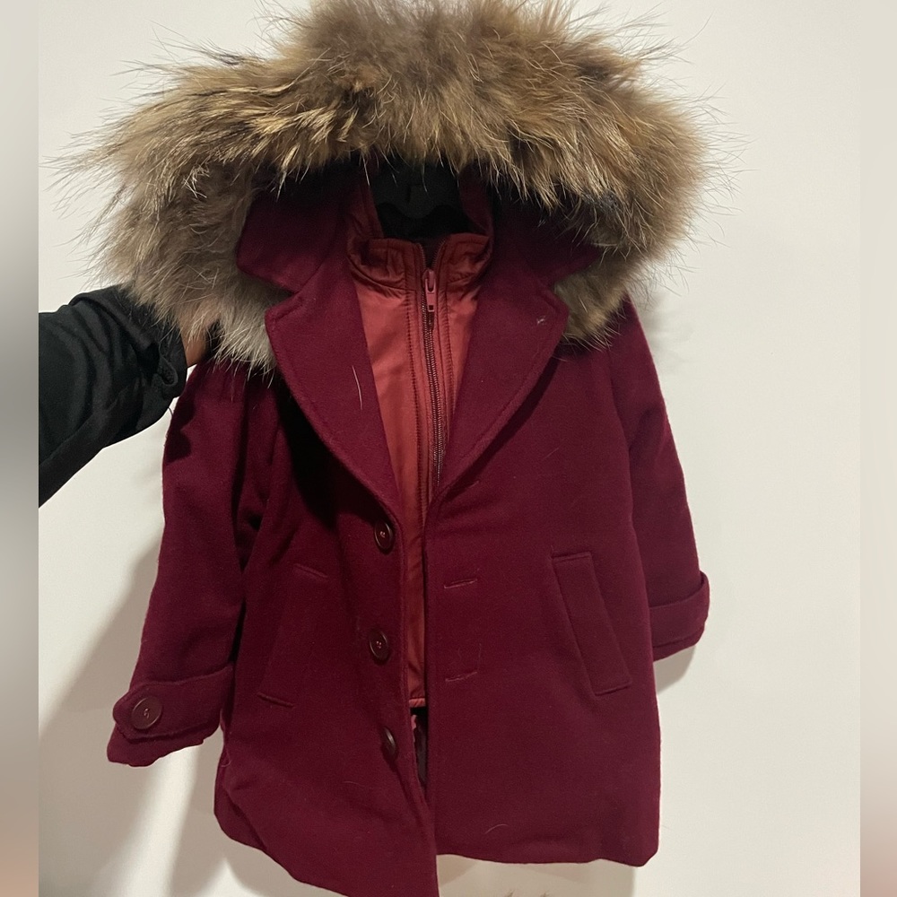 Burgundy faux fur jacket